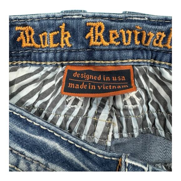 ROCK REVIVAL Women's Lang Mid-Rise Boot Jeans Size 26 Inseam 28" Distressed - Picture 9 of 12